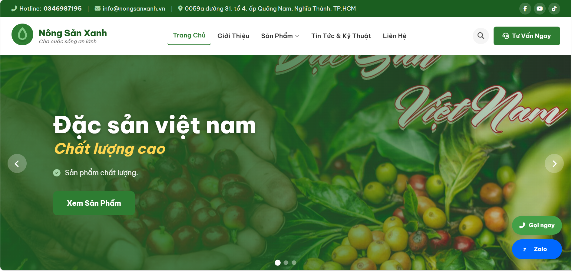 Mẫu website bán nông sản