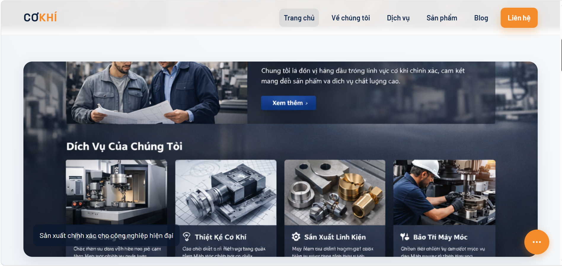 Mẫu website cơ khí